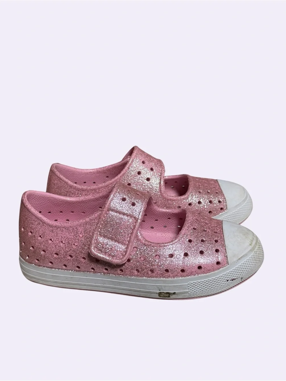 Girls' Glitter Pink Mary Jane Casual Shoes Velcro Lightweight size 10